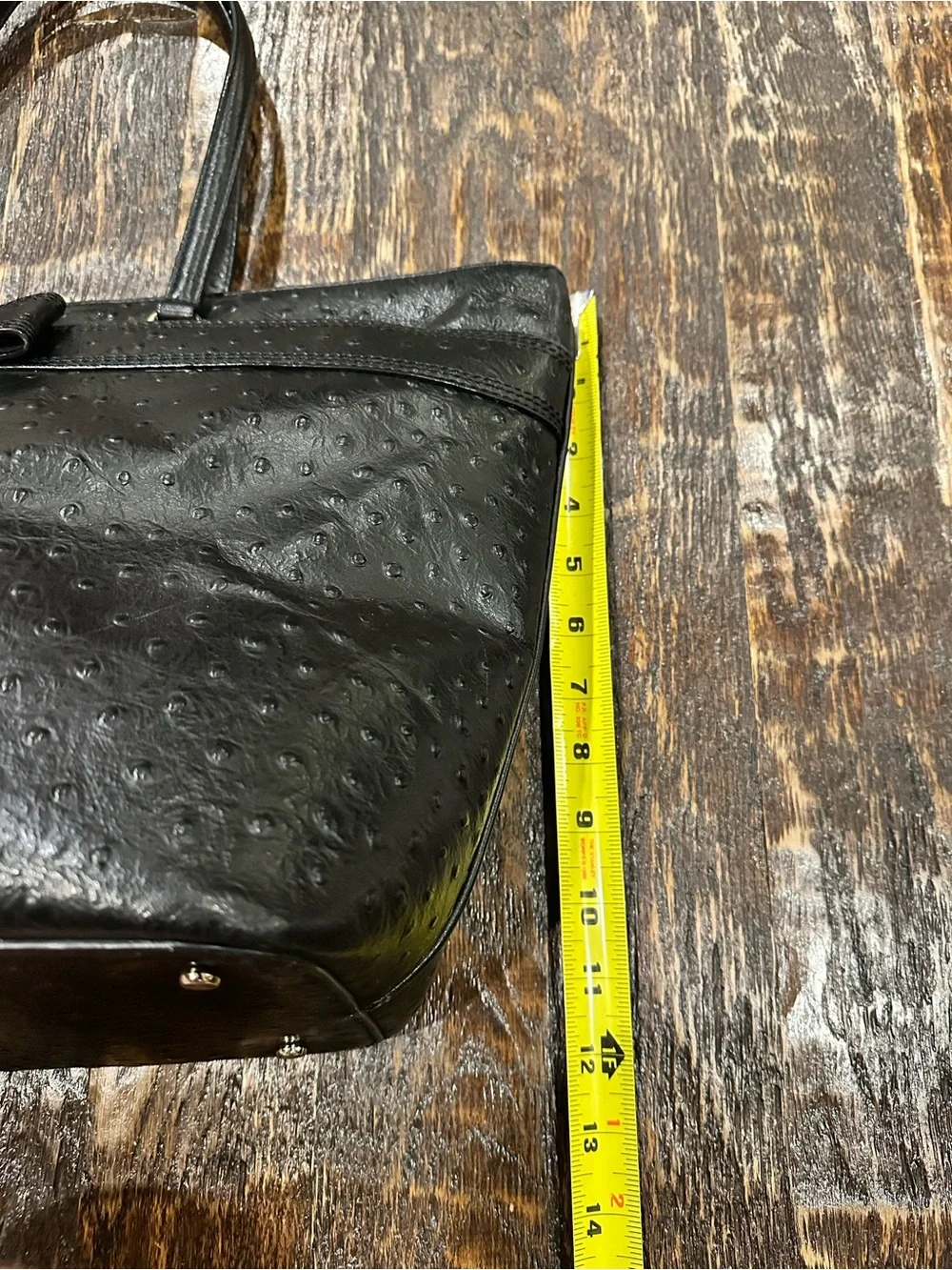 kate spade Valencia Road Harmony Black Ostrich-Texture Tote with Bow Trim